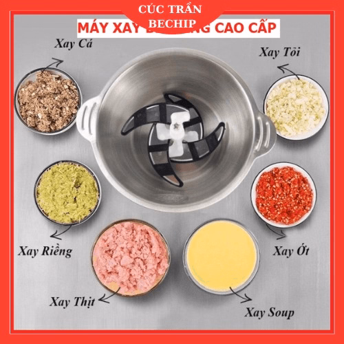 Máy Xay Thịt Đa Năng Cối Inox 304, 4 Lưỡi Dao Cao Cấp Ctb356 - Bechip - Ảnh 2