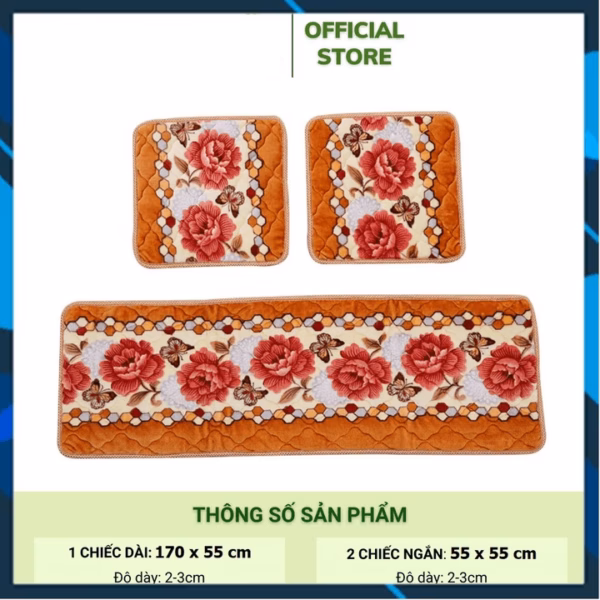 Bộ Thảm Trải Ghế Gỗ, Sofa Siêu Mềm Mịn, 1 Tấm Dài, 2 Tấm Ngắn Ctb598 - Bechip - Ảnh 3