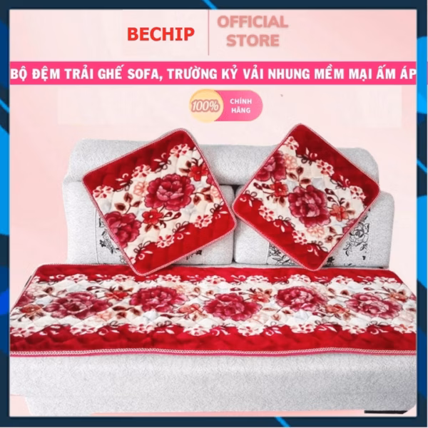 Bộ Thảm Trải Ghế Gỗ, Sofa Siêu Mềm Mịn, 1 Tấm Dài, 2 Tấm Ngắn Ctb598 - Bechip - Ảnh 2
