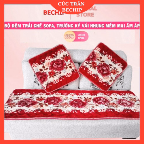 Bộ Thảm Trải Ghế Gỗ, Sofa Siêu Mềm Mịn, 1 Tấm Dài, 2 Tấm Ngắn Ctb598 - Bechip