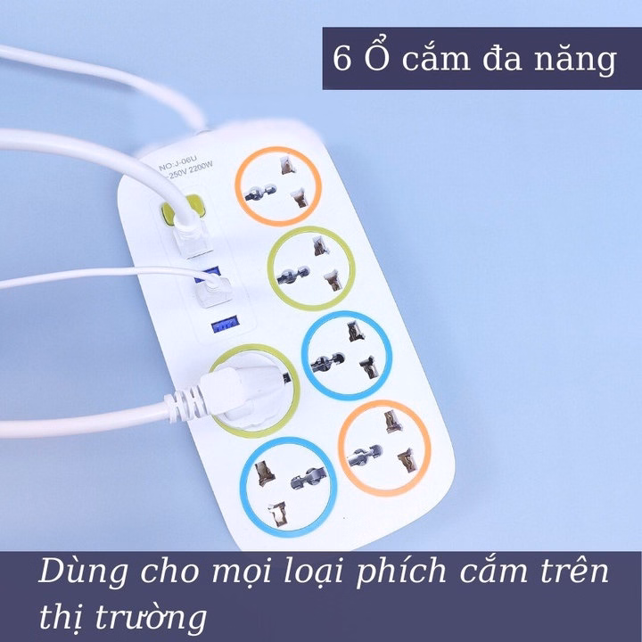 Ổ Điện Đa Năng Thông Minh 2 In 1 Gồm 6 Lỗ Cắm Và 4 Cổng Usb Tiện Dụng, Màu Sắc Sang Trọng Ld034 - Lady'S Passion - Ảnh 4