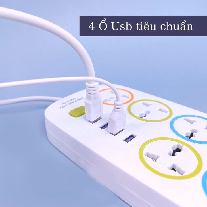 Ổ Điện Đa Năng Thông Minh 2 In 1 Gồm 6 Lỗ Cắm Và 4 Cổng Usb Tiện Dụng, Màu Sắc Sang Trọng Ld034 - Lady'S Passion - Ảnh 9
