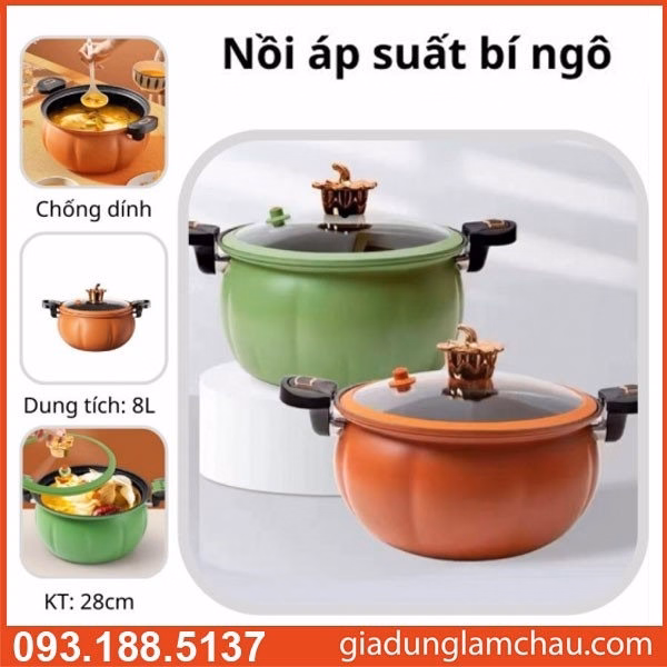 Nồi Áp Suất Bí Ngô 8 Lit Size 28Cm - Ảnh 6