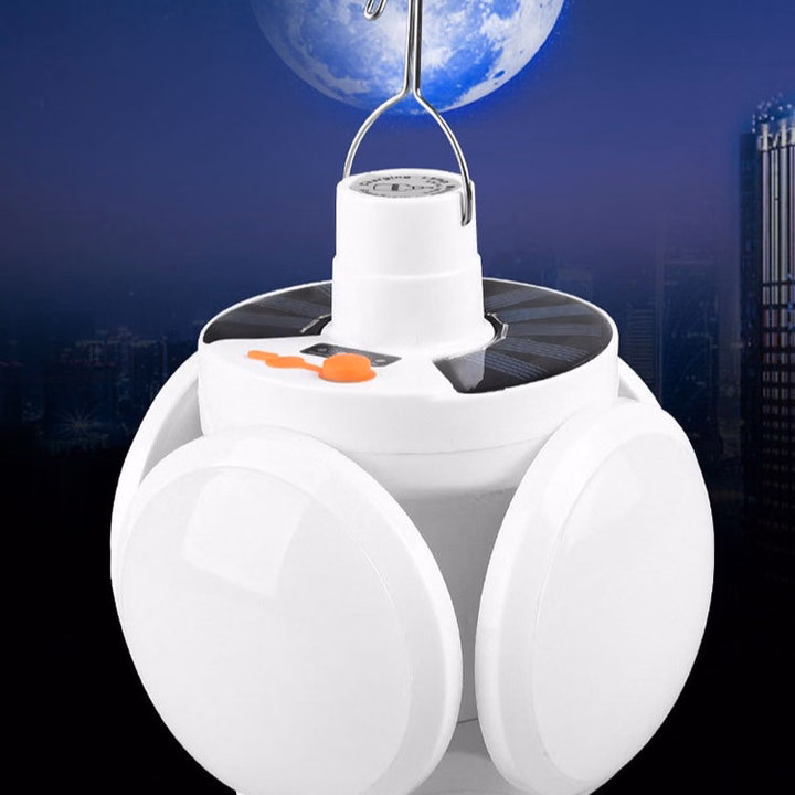 Bóng Đèn Tích Điện Cụp Xòe 4 Cánh 5 Bóng Có Tấm Pin Năng Lượng Mặt Trời - Ảnh 2