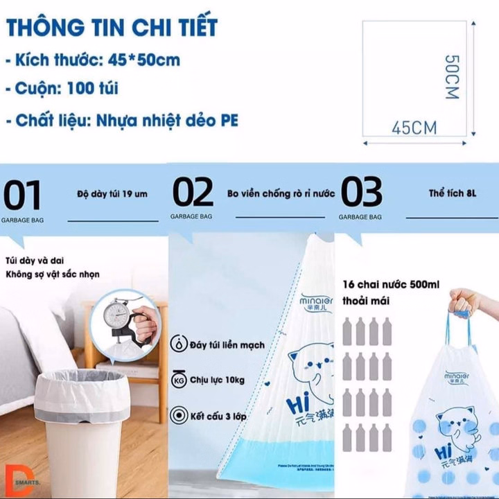 Cuộn 100 Túi Đựng Rác Size 45X50Cm - Ảnh 4