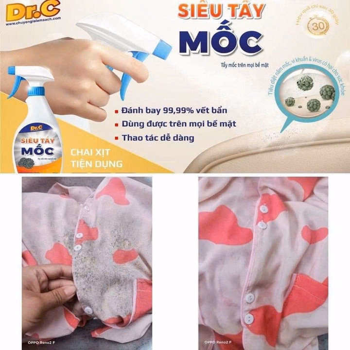 Siêu Tẩy Mốc Dr.C Tẩy Vết Mốc Ổ Trên Mọi Bề Mặt Tường, Đồ Vật, Quần Áo - Ảnh 7