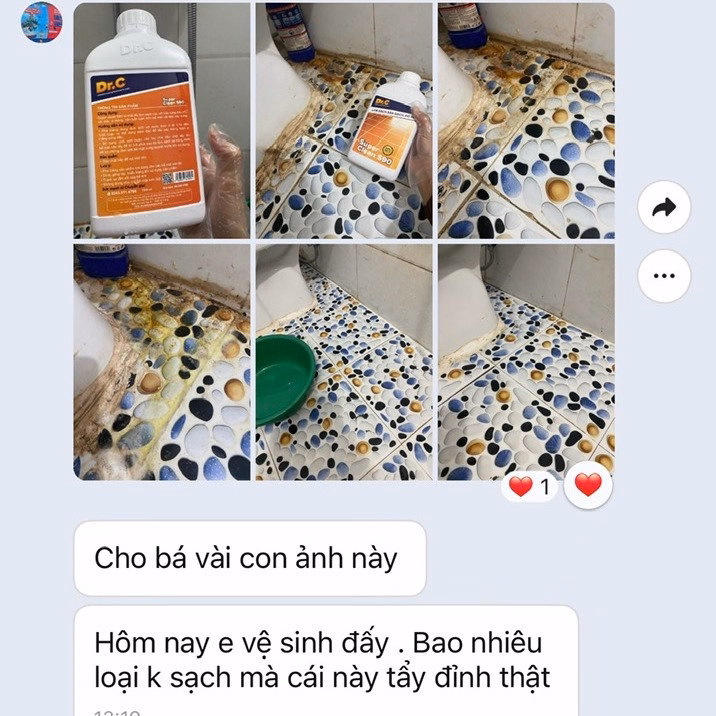 Làm Sạch Sàn Gạch, Đồ Sứ Dr.C-Super Clean S90 1000Ml-Tẩy Sàn Gạch Sứ ,Ố Vàng, Rong Rêu, Xi Măng Cũng Ra Hết Nha - Ảnh 14