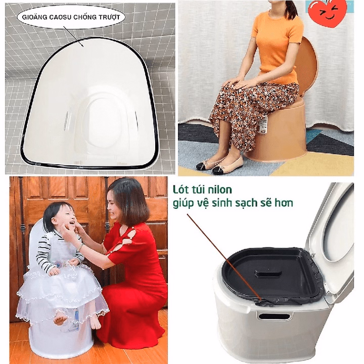 Bô Vệ Sinh Trong Nhà Di Động Cho Người Già, Bà Bầu, Trẻ Em - Gdn - Ảnh 3