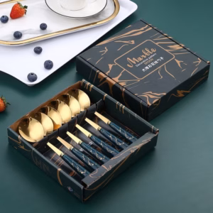 Hộp 6 Thìa Cán Mạ Giả Cẩm Thạch