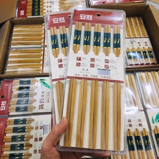 Vỉ 10 Đôi Đũa Trúc Hươu Chống Mốc