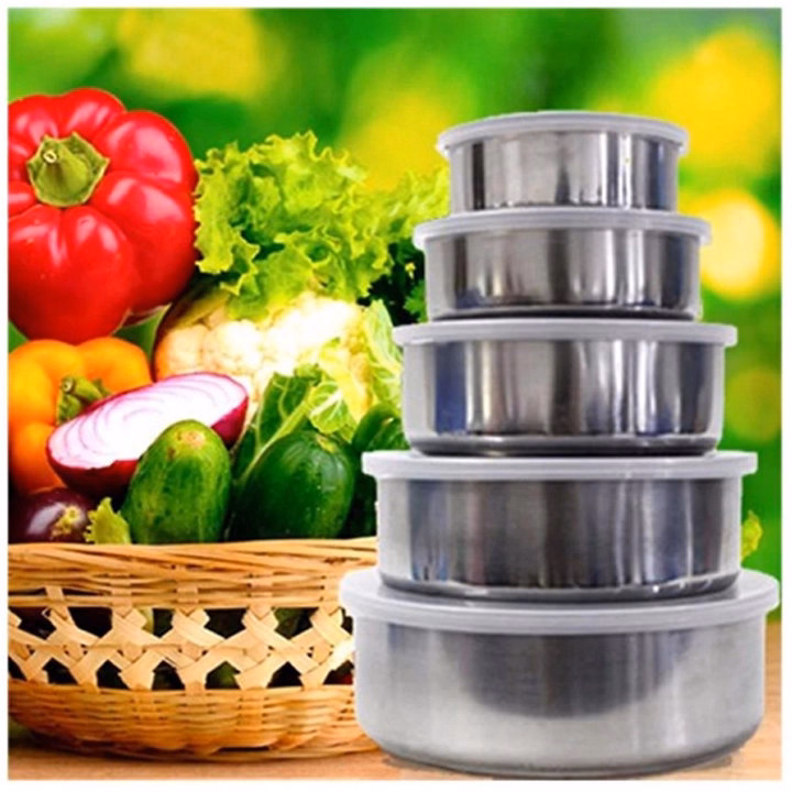 Bộ 5 Hộp Đựng Thực Phẩm Inox Có Nắp - Ảnh 3