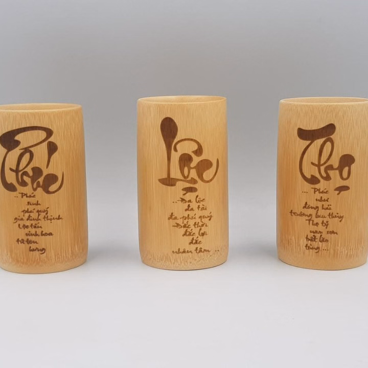 Cốc Tre Uống Nước - Ly Tre Decor Khắc Chữ - Ảnh 2