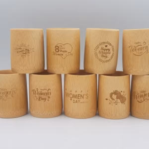 Cốc Tre Uống Nước - Ly Tre Decor Khắc Chữ Happy Women'S Day