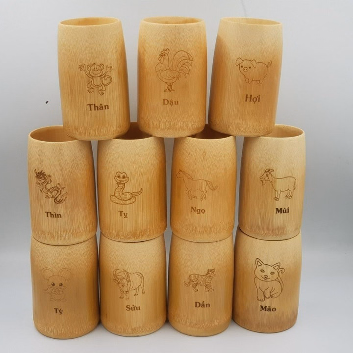 Cốc Tre Uống Nước - Ly Tre Decor Khắc Chữ Các Tuổi