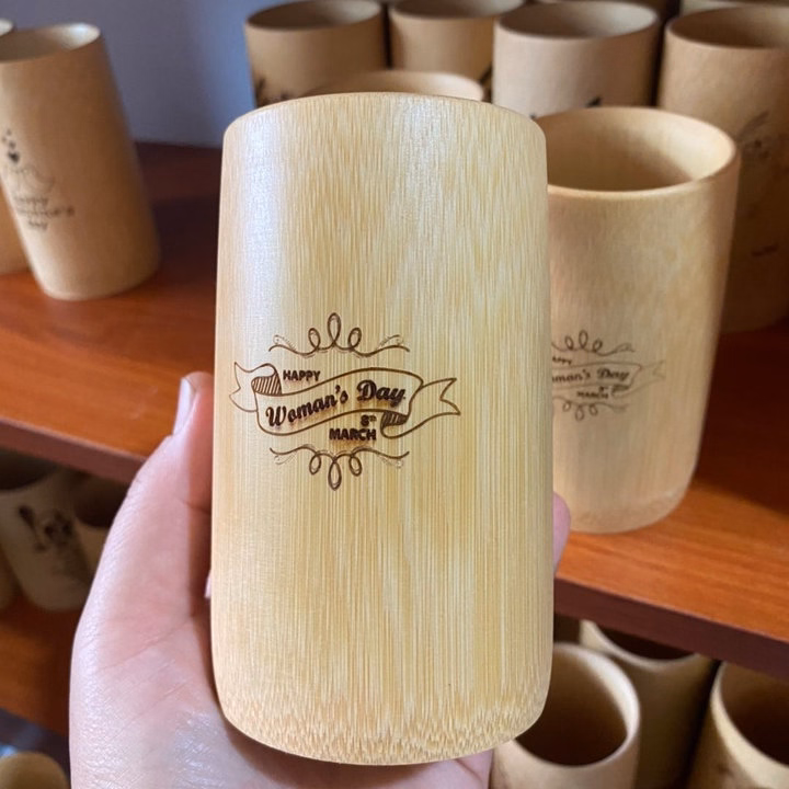Cốc Tre Uống Nước - Ly Tre Decor Khắc Chữ Happy Women'S Day - Ảnh 6