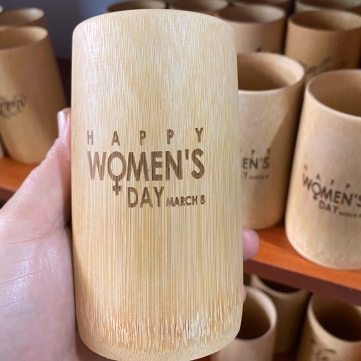 Cốc Tre Uống Nước - Ly Tre Decor Khắc Chữ Happy Women'S Day - Ảnh 7