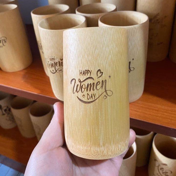 Cốc Tre Uống Nước - Ly Tre Decor Khắc Chữ Happy Women'S Day - Ảnh 8