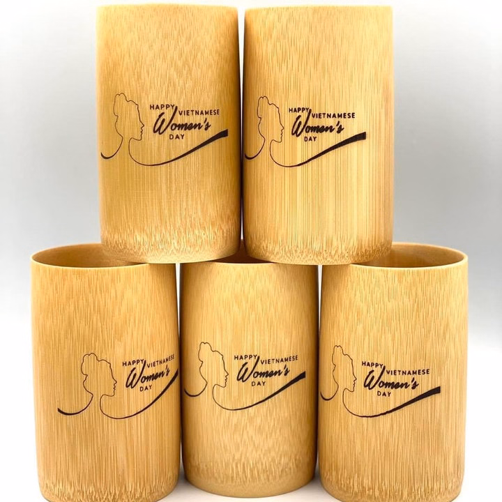 Cốc Tre Uống Nước - Ly Tre Decor Khắc Chữ Happy Women'S Day - Ảnh 2