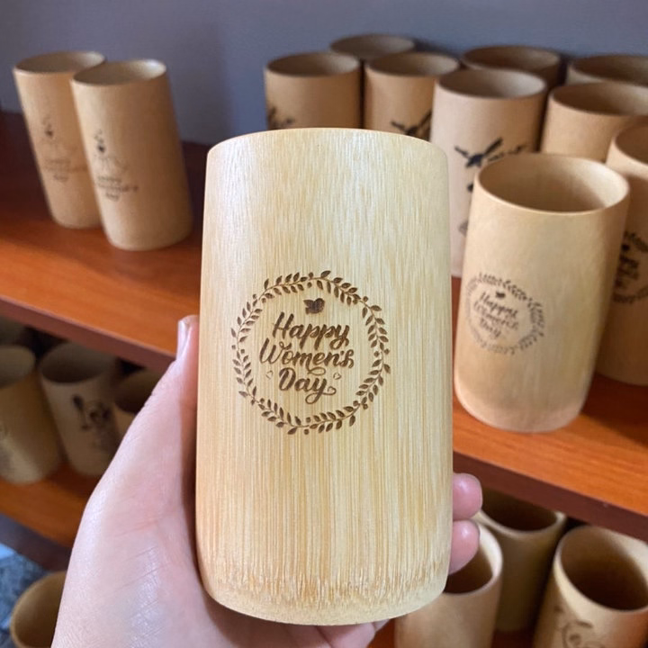 Cốc Tre Uống Nước - Ly Tre Decor Khắc Chữ Happy Women'S Day - Ảnh 10