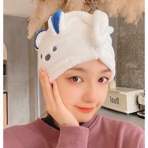 Khăn Quấn Ủ Tóc Siêu Thấm, Làm Khô Tóc Hình Thú Cute - Silver - Ảnh 2