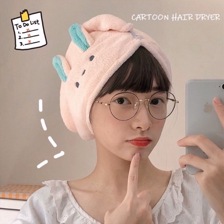 Khăn Quấn Ủ Tóc Siêu Thấm, Làm Khô Tóc Hình Thú Cute - Silver - Ảnh 3