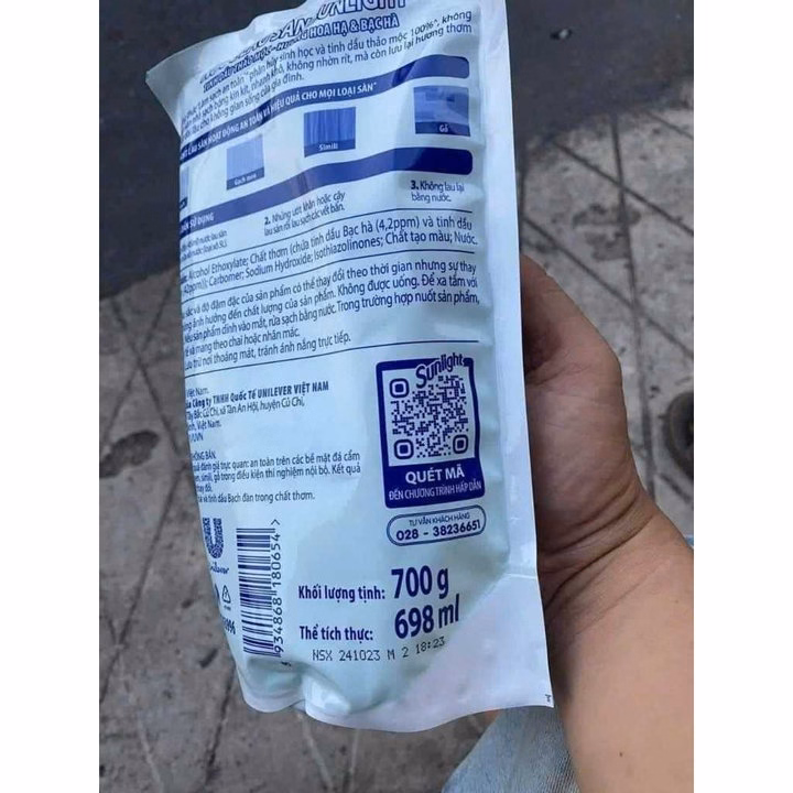 Nước Lau Sàn Sunlight Hương Hoa Hạ Và Bạc Hà Thơm Ngất Ngây Túi 700G Ctb194 – Bechip - Ảnh 3