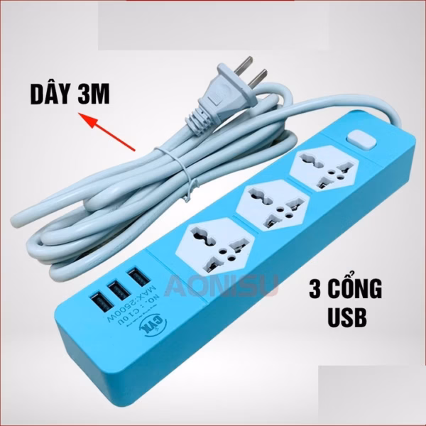 Ổ Điện Cyx C10U, K202 3 Cổng Usb Dây 3M - Su - Ảnh 2