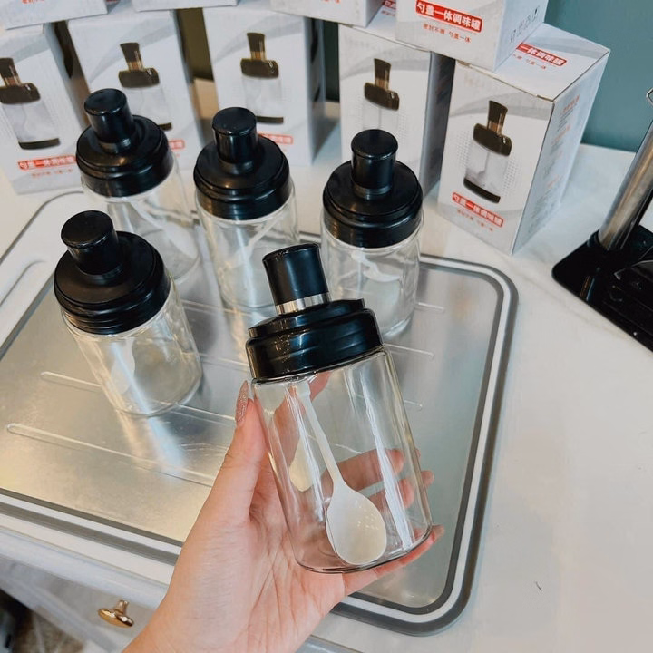 Set 5 Lọ Gia Vị Thủy Tinh Có Kèm Muỗng - Su - Ảnh 3