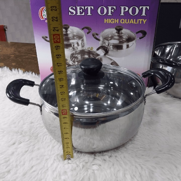 Bộ 3 Nồi Inox Quality 2 Quai Đen (16Cm,18Cm,20Cm) - Gdn - Ảnh 3