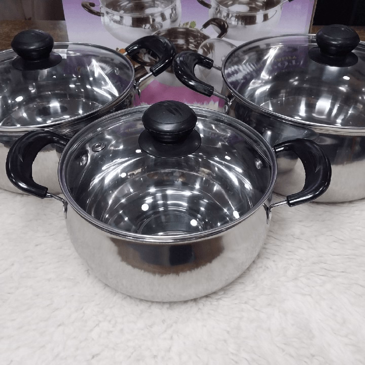 Bộ 3 Nồi Inox Quality 2 Quai Đen (16Cm,18Cm,20Cm) - Gdn - Ảnh 9