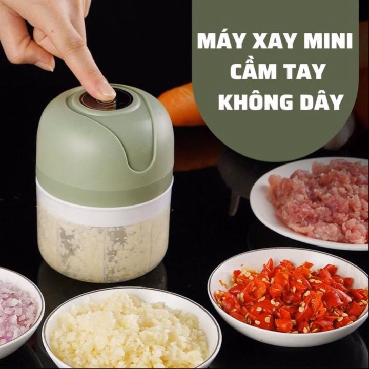 Máy Xay Mini Gia Vị Tỏi Ớt, Đồ Ăn, Có Sạc Tích Điện - Ảnh 6
