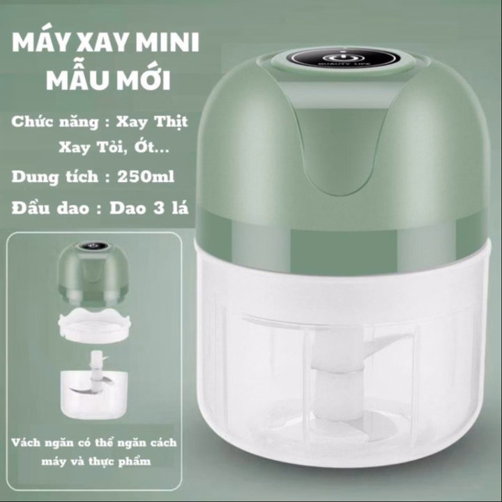 Máy Xay Mini Gia Vị Tỏi Ớt, Đồ Ăn, Có Sạc Tích Điện - Ảnh 9