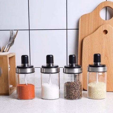 Combo 4 Lọ Đựng Gia Vị Thủy Tinh Có Kèm Muỗng Ctb663 - Bechip - Ảnh 4