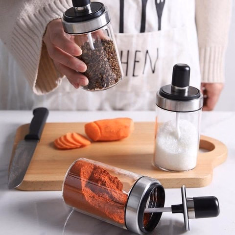 Combo 4 Lọ Đựng Gia Vị Thủy Tinh Có Kèm Muỗng Ctb663 - Bechip - Ảnh 6