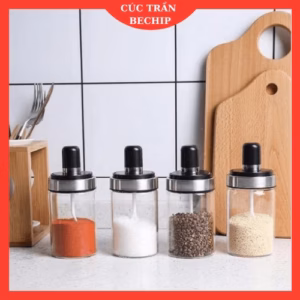 Combo 4 Lọ Đựng Gia Vị Thủy Tinh Có Kèm Muỗng Ctb663 - Bechip
