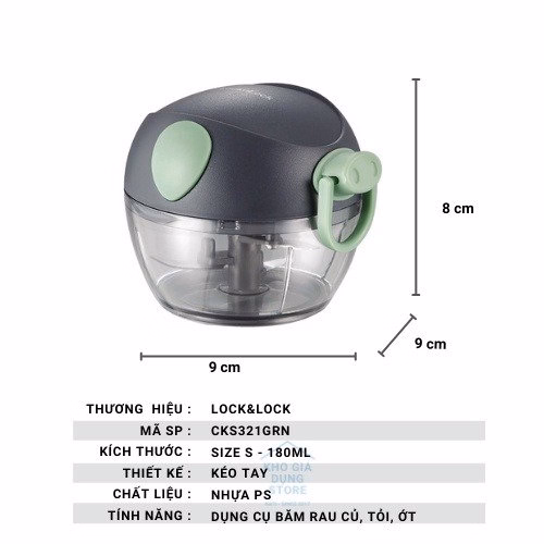 Máy Xay Tỏi Ớt Hình Heo Xanh Cầm Tay Mini Lock &Lock Ctb264 - Bechip - Ảnh 11