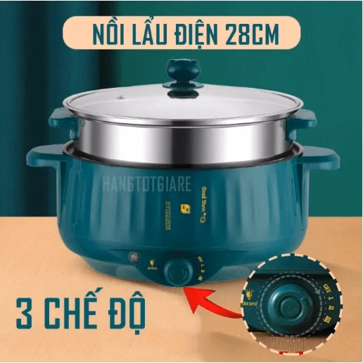 Nồi Lẩu Điện Đa Năng 28Cm Kèm Xửng Hấp Tiện Lợi Ctb117 - Bechip - Ảnh 3