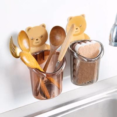 Combo 2 Cốc Gấu Dán Tường Để Bàn Chải Đánh Răng Hình Gấu Có Lỗ Thoát Nước Tiện Lợi Ctb669 - Bechip - Ảnh 2