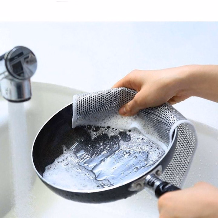 Set 5 Miếng, 10 Miếng Rửa Chén Bát Bằng Sợi Thép, Khăn Lau Bếp Thần Kỳ Bằng Sợi Kim Loại Bạc Ctb671 - Bechip - Ảnh 12