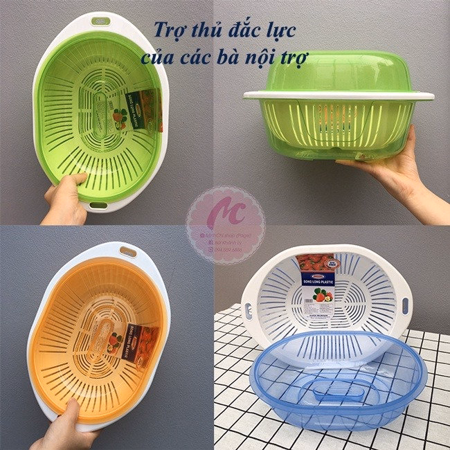 Bộ Rổ Chậu Có Nắp Đậy 3 Trong 1 - Ảnh 2