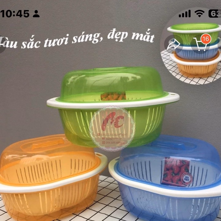 Bộ Rổ Chậu Có Nắp Đậy 3 Trong 1