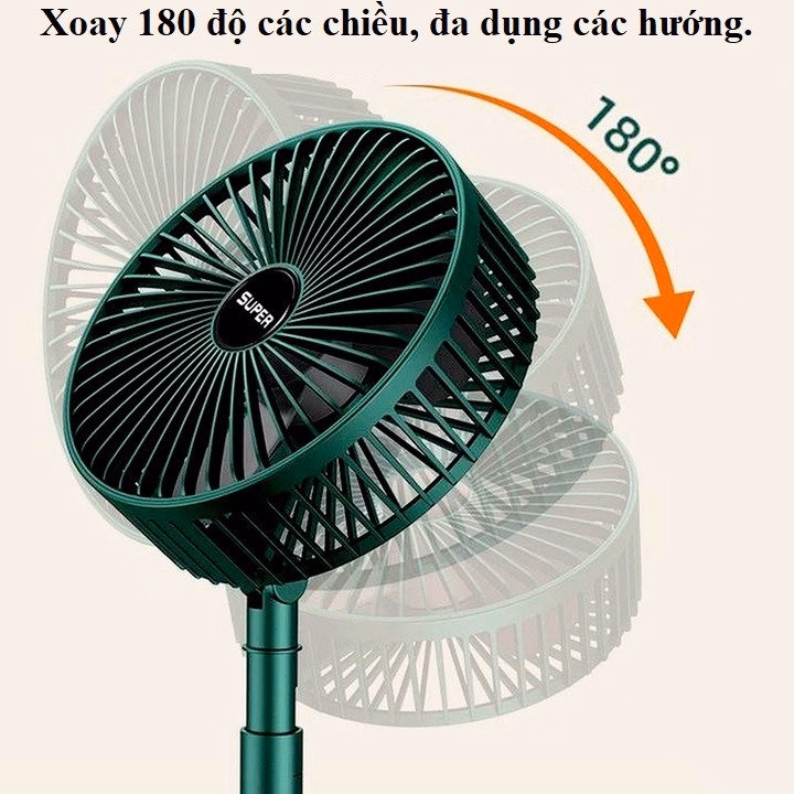 Quạt Super Fan Tích Điện Mini Gập Gọn Để Bàn - Ảnh 6