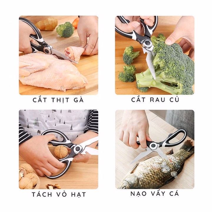 Kéo Cắt Gà Và Thực Phẩm Nhà Bếp Inox Đa Năng Tiện Dụng - Ảnh 8