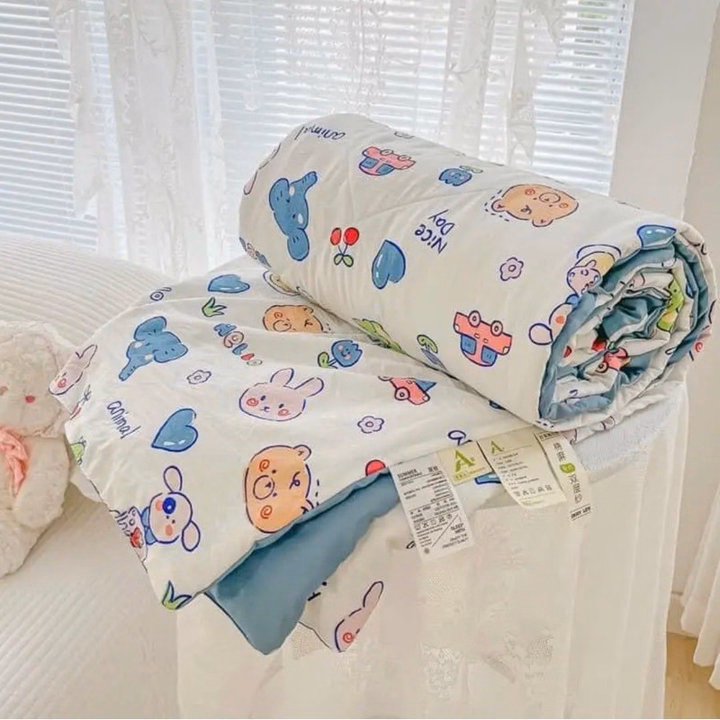 Chăn Hè Cotton Đũi Hàn Quốc Chần Bông Xơ Đậu Nành Mềm Mại 2×2,3M Cbt677 - Bechip - Ảnh 6