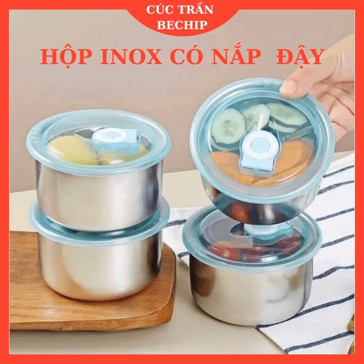 Hộp Đựng Thực Phẩm Inox 304 Cao Cấp Có Nắp Hút Chân Không Kín Ctb682 - Bechip