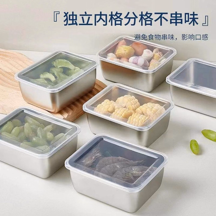 Hộp Inox Đựng Thực Phẩm Chữ Nhật Nắp Nhựa 13.5X10.5Cm - Su - Ảnh 2