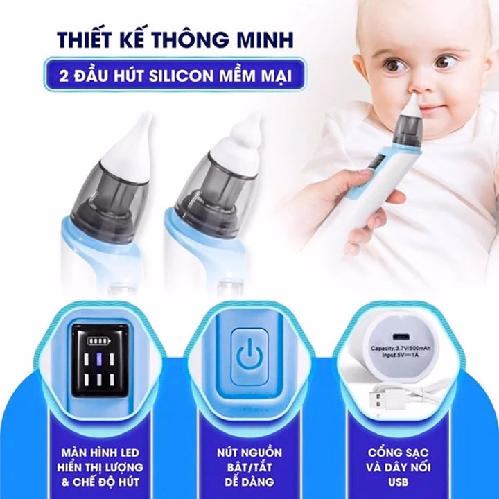 Máy Hút Mũi Làm Sạch Mũi Cho Bé Thế Hệ Mới 6 Cấp Độ Hút, Sạc Pin Usb 55957 - Lady'S Passion - Ảnh 8