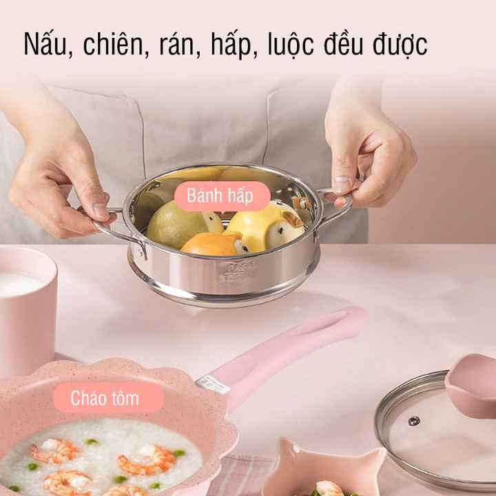 Bộ Nồi Chảo Nấu Hấp Cho Bé Ăn Dặm Chống Dính Kèm Xửng Hấp Hàng Cao Cấp Loại 1 55776 - Lady'S Passion - Ảnh 5