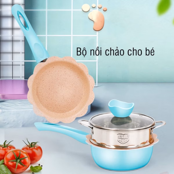 Bộ Nồi Chảo Nấu Hấp Cho Bé Ăn Dặm Chống Dính Kèm Xửng Hấp Hàng Cao Cấp Loại 1 55776 - Lady'S Passion - Ảnh 10