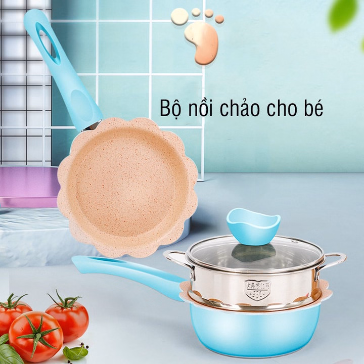 Bộ Nồi Chảo Nấu Hấp Cho Bé Ăn Dặm Chống Dính Kèm Xửng Hấp Hàng Cao Cấp Loại 1 55776 - Lady'S Passion - Ảnh 10